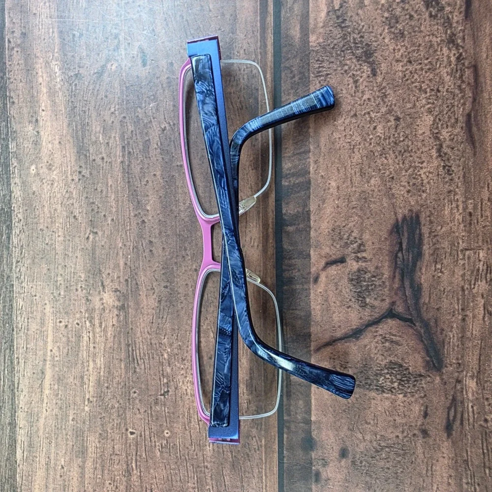 Just! YC Quartz Blue Eyeglasses Rectangular Semi Rimless Purple Navy 52-18-135